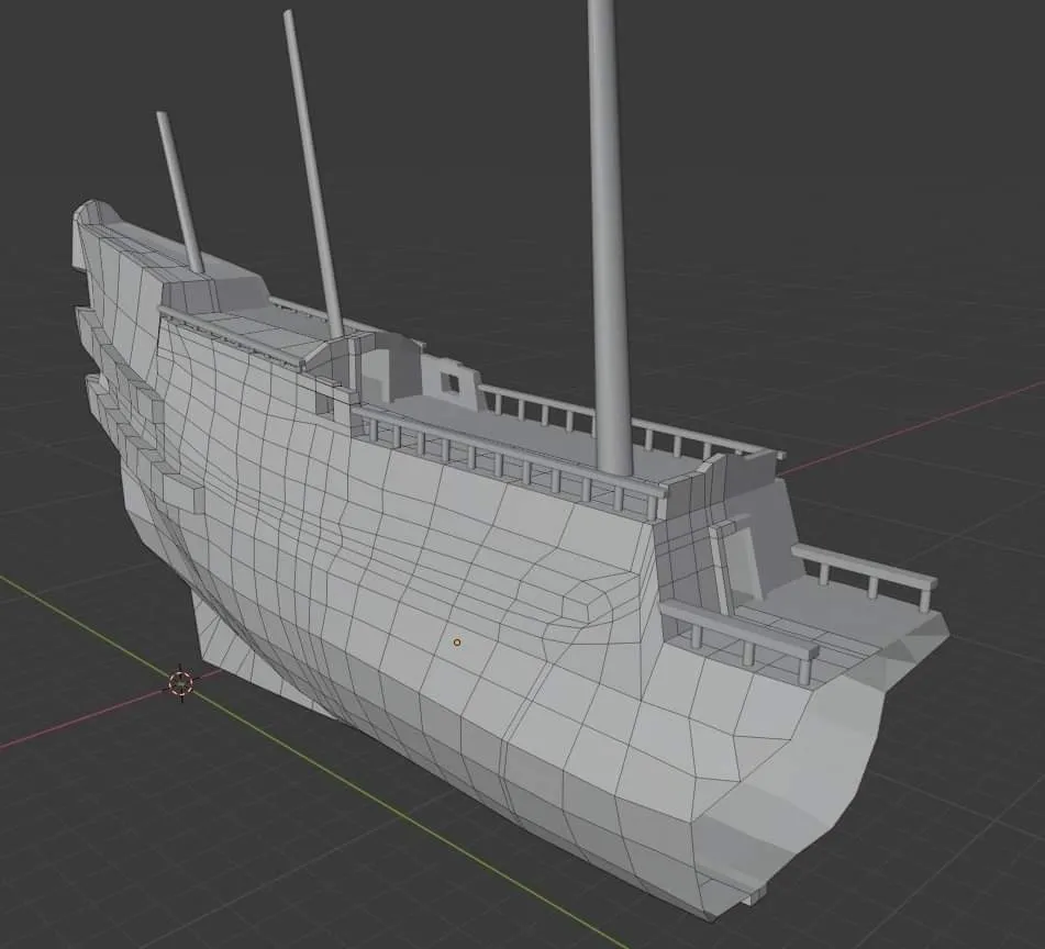 The ship taking shape in Blender